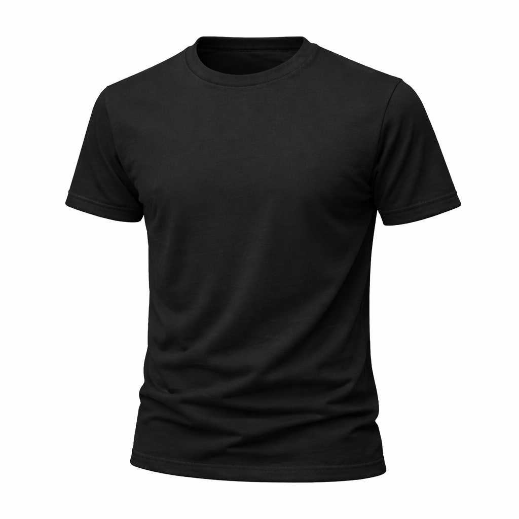 Plane Black Regular Fit 100% Cotton T-Shirt