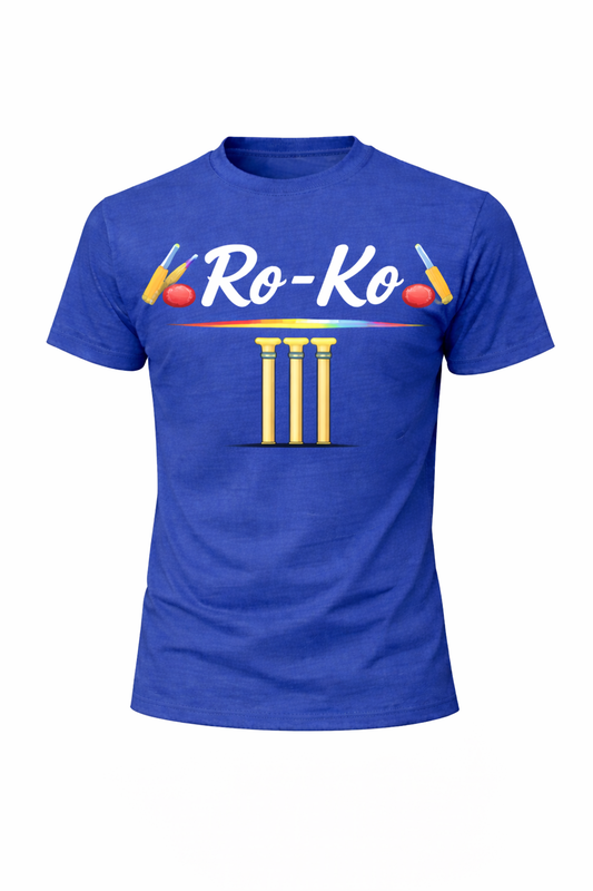 RO-Ko Printed Blue Regular Fit 100% Cotton T-Shirt