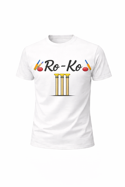RO-Ko Printed White Regular Fit 100% Cotton T-Shirt